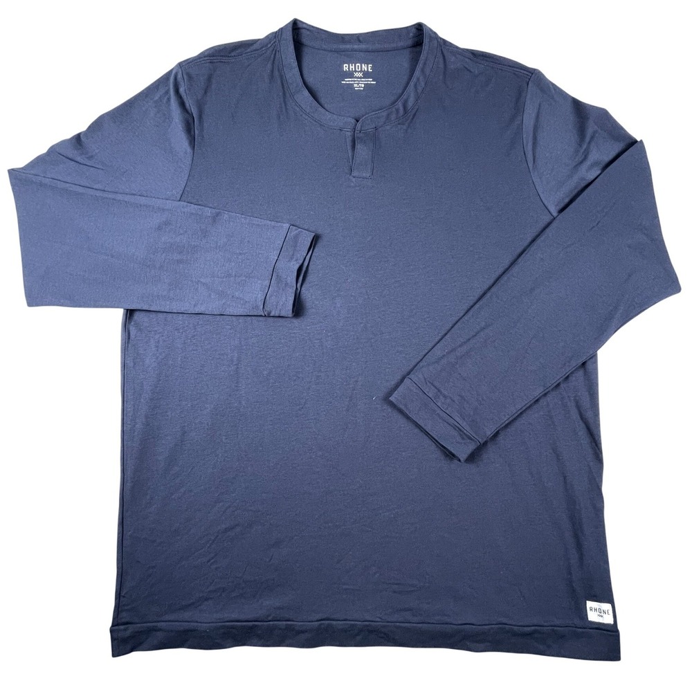 Rhone Henley Shirt Mens XL Blue Long Sleeve Performance Observation Essential